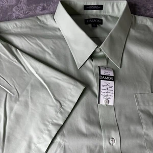 Damon Shirt Mens Size 22 Tall Green Half Sleeve Button Up NEW - Picture 1 of 12