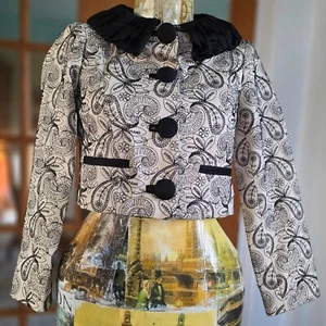 NWOT Nanette Lepore Embroidered Floral Paisley Cropped Bolero Jacket, Size US 0 - Picture 1 of 8