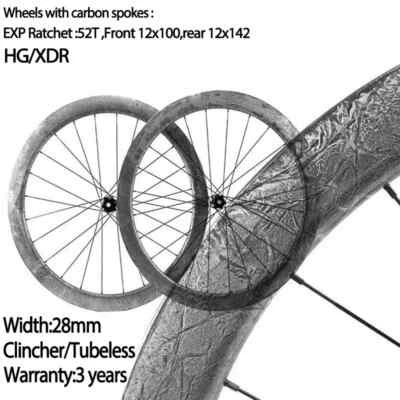 700c Carbon Fiber Gravel Road Bike Wheelset Super Light Tubeless 52T Ratchet Hub - Image 1 of 4