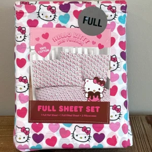 HELLO KITTY Hearts FULL Sheet Set 100% Cotton - BNWT - Picture 1 of 4