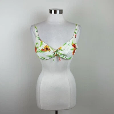Top de baño vintage Lily of France floral blanco verde amarillo hecho en EE. UU. 36B Foto 1 de 4