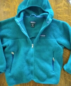 Patagonia Retro Fleece Full Zip Hoody Pockets Kids 8. Made in USA. Vintage  - Picture 1 of 12