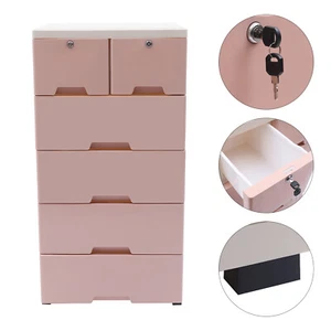 6 Drawers Pink Dresser Chest Tall Dresser Storage Cabinet Home Closet Furniture - Picture 1 of 11