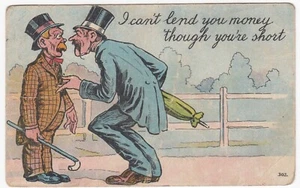Money Lender, Two Men in Top Hats Comic Humor, New Park ON S/R 1910 Postcard - Picture 1 of 2