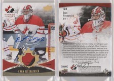 2016 Team Canada Juniors Men's Gold Spectrum /199 Evan Fitzpatrick Patch Auto