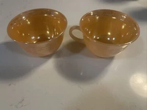 Lot of 2 Vintage Fire King Ware PEACH LUSTERWARE COFFEE CUPS / Mugs - Picture 1 of 4