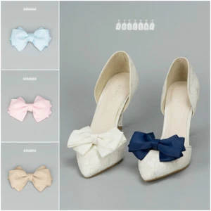 Womens Detachable Bow Shoe Clips High Heels Ribbon Decoration Charms Pair - Picture 1 of 21