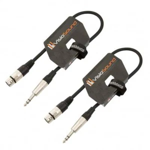 2 x Female XLR to 6.35mm Stereo Jack Lead / Balanced Signal Patch Cable / 2 Pack - Picture 1 of 45