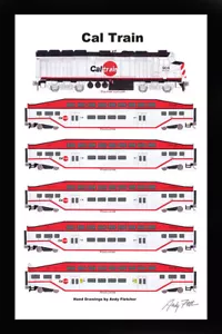Poster CalTrain 11"x17" in tappetino 12" x 18" firmato Andy Fletcher - Foto 1 di 1