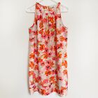 Ann Taylor Loft Shift Dress Size 10 Floral Orange Pink Sleeveless High Neck