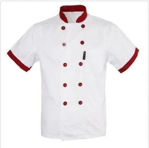 Unisex Chef Jacket Coat Restaurant Hotel Work Uniform Short Mesh Sleeves - Picture 1 of 13