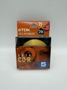 TDK Data CD-R Disc 5 Pack NEW 21 Min CD-RW 24x Digital Cameras SEALED - Picture 1 of 4