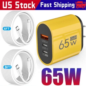 65W Type C USB Phone Charger For Samsung A15 A16 5G A25 A35 A36 A56 A55 A06 A05s - Picture 1 of 17