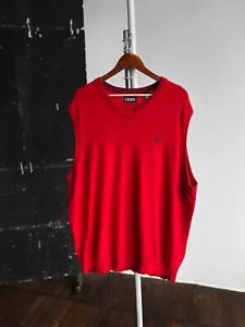 Ralph Lauren Chaps Mens Red V-Neck Sleeveless Sweater Vest Pullover Logo L/XL - Picture 1 of 4