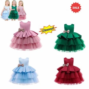 Niñas Niños Princesa Concurso Formal Boda Cumpleaños Fiesta Vestido con Arco de Flores - Imagen 1 de 16