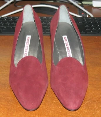 Bombas de camurça Walter Steiger Borgonha tamanho 8 novas sem caixa! - Imagem 1 de 3