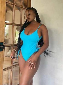 Cayan Blue Adele Lace Up Side One Piece Thong Plus Size Swimsuit - Picture 1 of 18