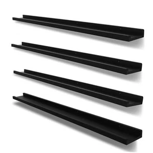 Long Floating Shelves for Wall 57 Inch,Real Wood Picture Ledge with Lip Set - Picture 1 of 8