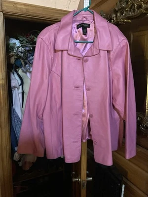Barbie Lane Bryant Chaqueta de Cuero Mujer Rosa, Talla Grande 26/28, Botón Delantero Foto 1 de 3