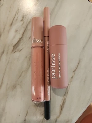 Purlisse Lip Kit Trio Pinky Nude Elevate Your Lip Game New 3 In 1 - Image 1 of 3