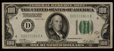 FR 2151-D $100 1928 A Federal Reserve Note US - New High SN - VF+ - CA1711 - Image 1 of 2