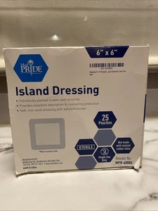 Medpride Dressing 6 x 6 Bordered Gauze-Island 25 Pack-Individually Wrapped - Picture 1 of 3