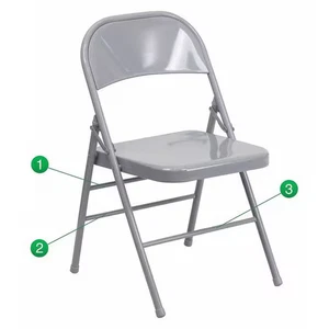 Flash Furniture Folding Chair,Metal,Gray HF3-MC-309AS-GY-GG Flash Furniture - Picture 1 of 4