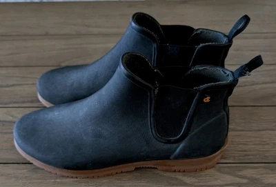 Bogs Chelsea Bota de Lluvia Negra Para Mujer Talla 9 Sin Cordones Goma Impermeable Exterior Foto 1 de 4