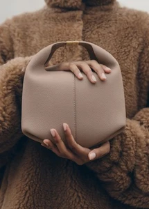 POLENE Bag Numero Onze Béri EDITION TEXTURED TAUPE Leather Beige New With Tags - Picture 1 of 12