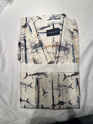 Camisa de algodón vintage Harbor Bay con estampado de peces tostados talla 3X grande sin defectos Foto 1 de 4