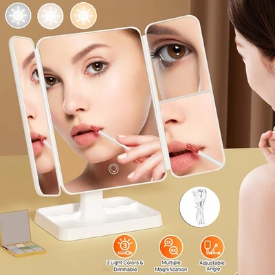 Spiegel LED Schminkspiegel mit Beleuchtung Kosmetikspiegel 2X 3X Vergrößerung - Bild 1 von 4