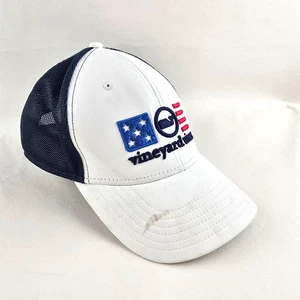 Vineyard Vines Hat White Navy Mesh Adjustable Trucker Baseball Cap USA Flag - Picture 1 of 11