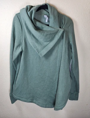 NWT Z by Zella Women L Sage Green Wrap Fleece Jacket Cardigan Thumbholes Pockets - Image 1 of 4