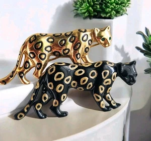 Broche de leopardo pantera animales gatos salvajes Jackie Collins firmado de colección  - Imagen 1 de 14