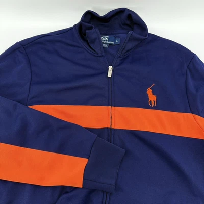 Куртка спортивная Polo Ralph Lauren мужская размер L Big Pony на молнии темно-синяя оранжевая - Изображение 1 из 4