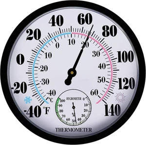 Indoor Outdoor Thermometers Hygrometer - 10 Inch Outdoor Thermometer for Patio,  - Picture 1 of 12