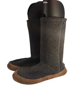 L.L.Bean Medium Gray Wool Felt Boot Liners W/ Brown Suede Soles W 9-10/M7.5-8.5 - Picture 1 of 8