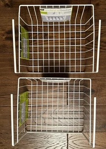 2 Undershelf Storage Basket Small Snug Fit Arms Steel Metal Wire Rust Resistant - Picture 1 of 4