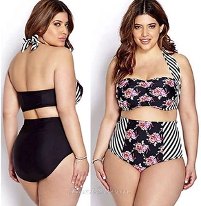 NUEVO FOREVER 21 FLORAL CHIC RETRO PINUP 2 PIEZAS CINTURA ALTA BIKINI Traje de Baño PLUS 2X - Imagen 1 de 8