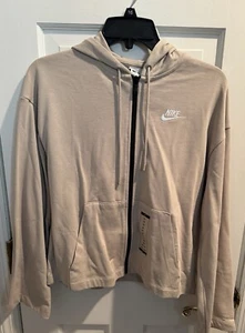 New With Tag Women's Nike Sportswear Full Zip Jersey Hoodie Beige Size XS - Picture 1 of 9