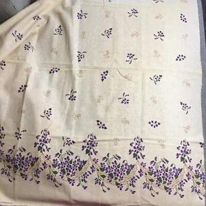 Daisy Kingdom Homespun Fabric Violets All Over & Border Unwashed 46"W by 92"L - Picture 1 of 9