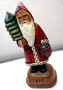 Vintage Wooden Santa Claus Old Style Traditional Christmas Handmade Decoration - Picture 1 of 6