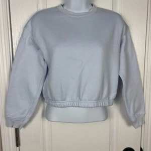 Forever 21 Kids Soft Blue Cropped Long Sleeve Pullover Sweatshirt Size 11/12 - Picture 1 of 4