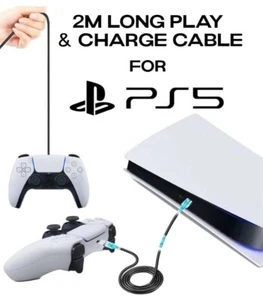 Extra Long Charger Cable For PS5 PlayStation 5 Controller USB-C Charging Lead 2M - Picture 1 of 6