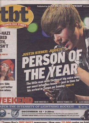 Justin Bieber 2010 Local TBT Newsprint Magazine Person of the Year Concert Santa - Image 1 of 3