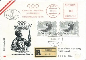 Austria Olympic Games Innsbruck 1964 Reg. Olympic FDC Axams with meter - Picture 1 of 1
