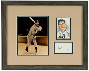 HANK GREENBERG FRAMED SIGNED DISPLAY PHOTO PEREZ STEELE POSTCARD & INDEX HOF! - Picture 1 of 1