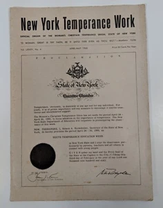Órgano oficial de trabajo de templanza de Nueva York 1960 folleto folleto folleto FLyer - Imagen 1 de 2