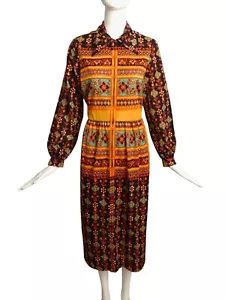 OSCAR DE LA RENTA- 1970s Print Knit Dress, Size 10 - Picture 1 of 5