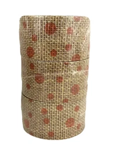 Burlap Fashion Duct Tape Orange Polka Dots 1.88 X 10 Yards New Lot Of Three (3) - Picture 1 of 2